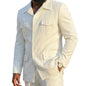 White Safari Men Suits with Structured Pocket Design Slim Fit 2 Pieces Man Fashion Blazer with Pants for Weekend Getaway Suit