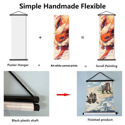 Pokémon Retro HD Scroll Painting Poster Squirtle Eevee Charmander Bulbasaur Gyarados Charizard Fan Collection Children's Gift