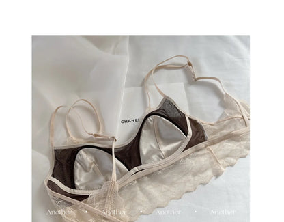 Sexy Lace Bralette No Underwire | French Triangle Cup Bra | Summer Thin Breathable for Women | Slimming Strappy Back Lingerie