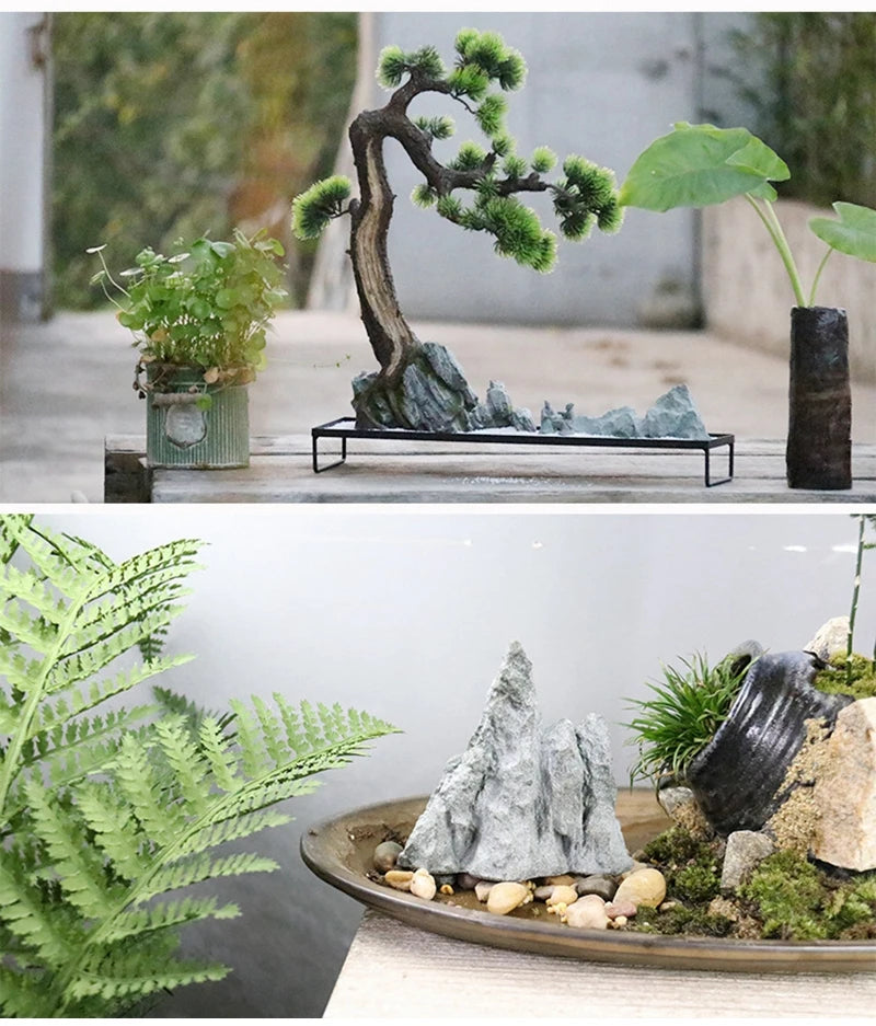 Sandstone Stone Miniature Mountain Fairy Garden Bonsai Rockery Lanscaping Ornaments Aquarium Decoration Accessories Home Decor