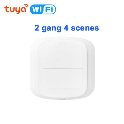 Tuya Smart WiFi/Zigbee Switch Push Button Switch 2Gang 4 Scene Wireless Smart Home Remote Controller Automation Scenario Switch