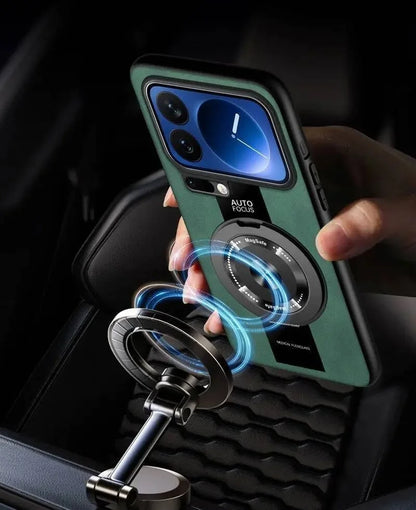 Case For Xiaomi 17 Pro Max 360 Rotating Magnetic Holder Luxury Silicone Sheepskin Leather Back  For Mi17 Xiaomi 17Pro Max Cover