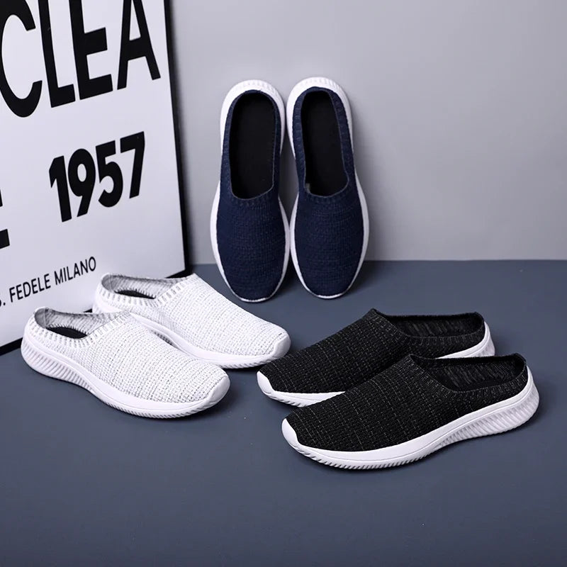 Summer Men Casual Shoes Mesh Loafers Breathable Half Slippers Outdoor Indoor Women Comfortable Fashion Couple Walking Sneakers