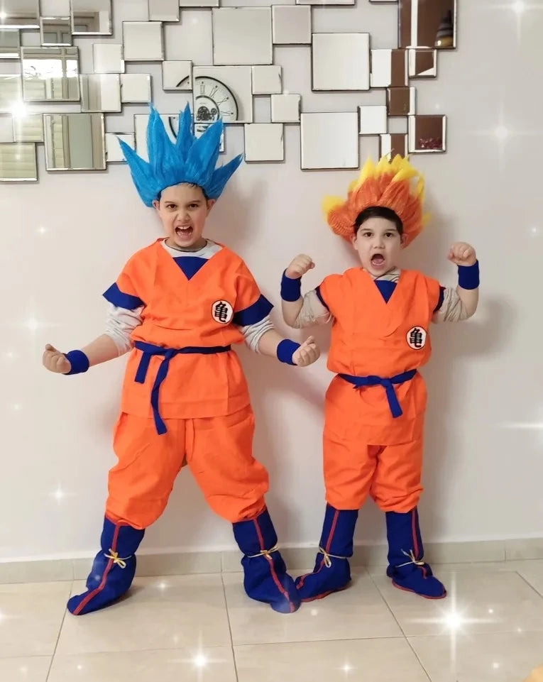 Anime Adult Son Goku Cosplay Costume For Men Kids Boys Orange Suit Halloween Super Saiyan Superheroes Krillin Jumpsuit Role Play