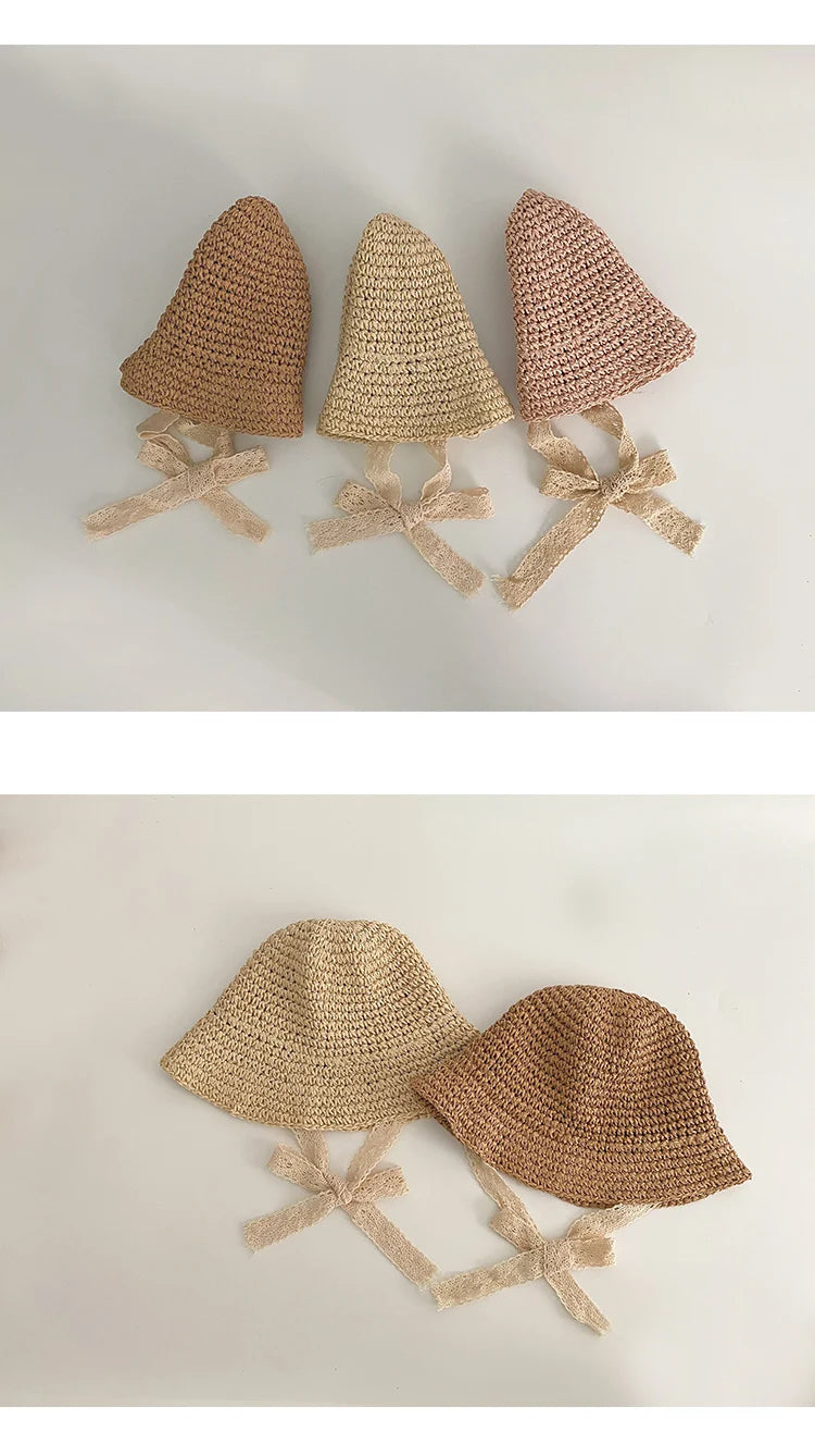 Korean style straw hat for little girls from 1 to 6 years old, sun protection, Korean style