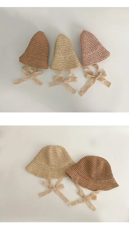 Korean style straw hat for little girls from 1 to 6 years old, sun protection, Korean style