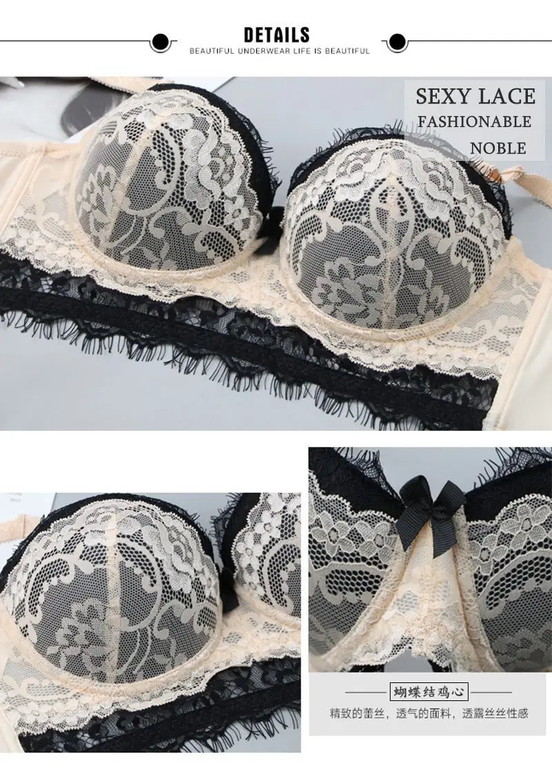 DaiNaFang New Sexy Women Bras Set Push Up Underwear 34/75 36/80 38/85 40/90 42/95 ABCDE Cup Plus Size Lace Lady Lingerie