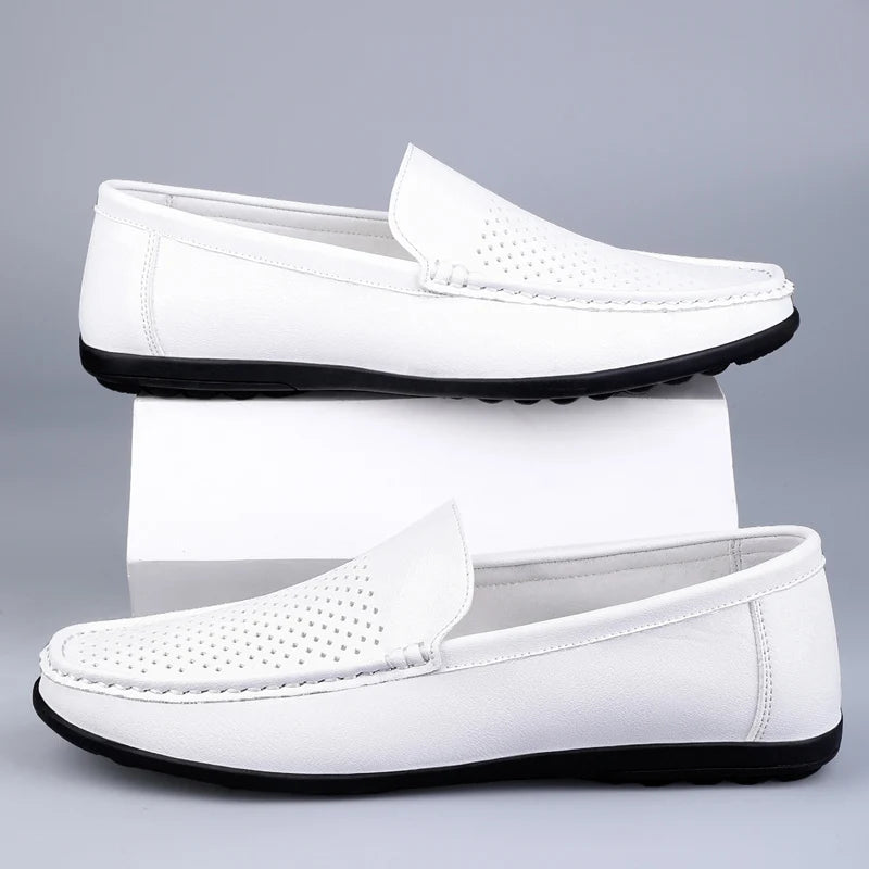 New men's daily casual leather shoes driving shoes new hollow Doudou men's shoes outdoor lazy pedal