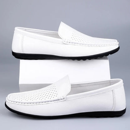 New men's daily casual leather shoes driving shoes new hollow Doudou men's shoes outdoor lazy pedal