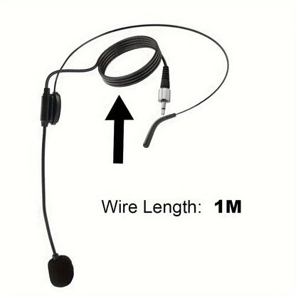 Headset microphone with noise-canceling earpiece, compatible with belt-pack transmitter, ideal for teaching and conferences.