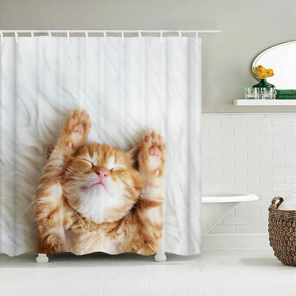 Cat shower curtains bathroom shower curtain Cute 3D fabric shower curtain with hooks funny waterproof shower curtain or Mat