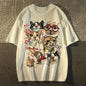 American Retro Fun Cartoon Cat Print Short-sleeved T-shirt Women's Summer Loose Top T-shirt Graphic T Shirts Women Clothing Y2K