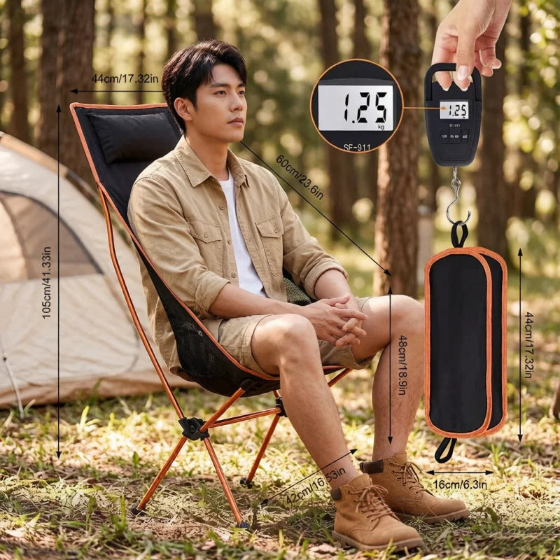 Outdoor Portable Camping Chair, Oxford Cloth Folding Lengthen Seat for Fishing BBQ Festival Picnic Beach, Ultralight Chair