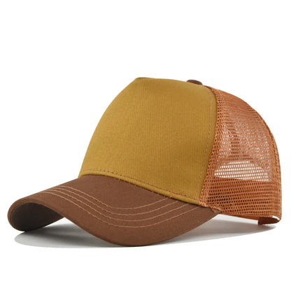 Customized Printed Logo Five Piece Baseball Caps Solid Color Mesh Breathable Sun Shading And Sun Protection Duck Tongue Hats