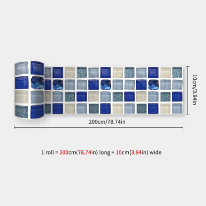 10x200cm Baseboard Sticker Moroccan Mosaic Tile Style Wall Border Sticker DIY Kitchen Bathroom Decoration Waistline Wall Sticker