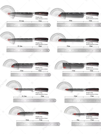 XITUO Chef knife 1-10Pcs Kitchen Knives Set Laser Damascus Pattern Ultra-Sharp Santoku Knife Cleaver Slicing Utility Fruit Knife