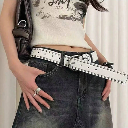 New Women Belt Women's Jeans Tie-in Ladies' Belt Fashion Personality Rivet Belt Senior Black Fashion
