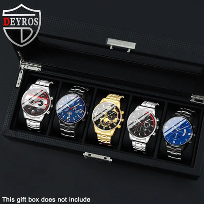 5 Pieces/set of Business Men's Watch Set Simple Casual Quartz Watch Pointer Alloy Dial Men Watch Set Is The IdealChoice forGifts
