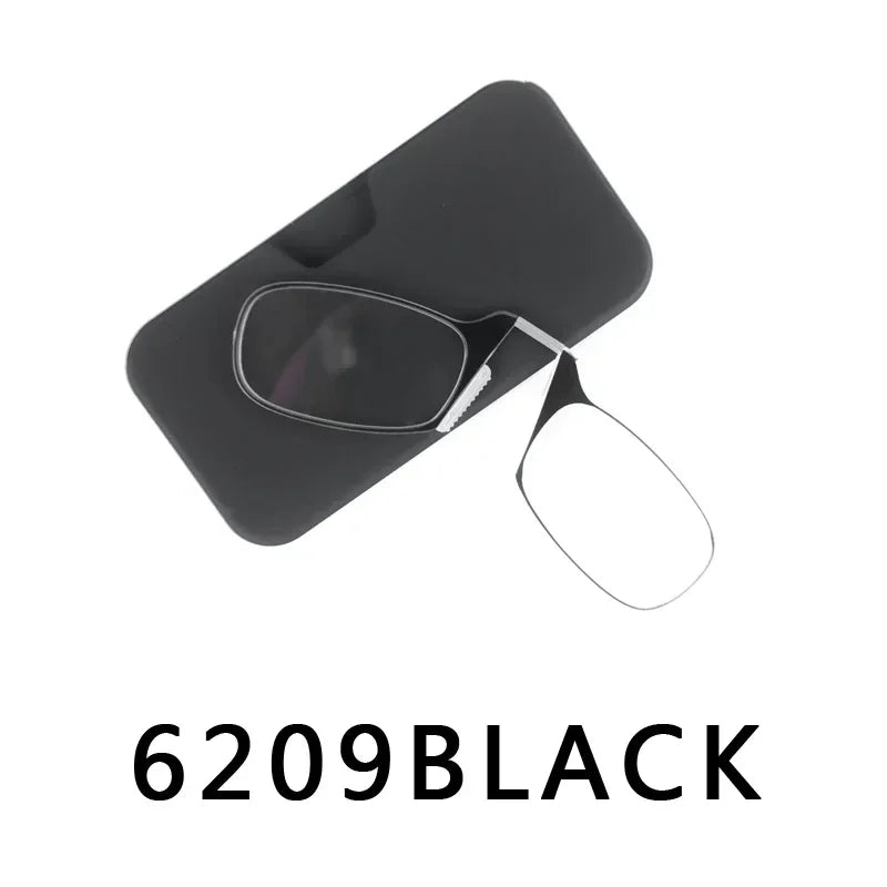 Nose Clip Reading Glasses Man High Quality Men Portable Foam Nose Glasses  for Seniors Transparent Eyeglasses with Case