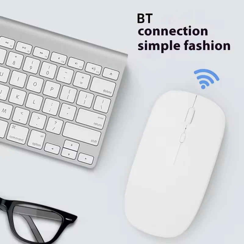 Battery-Powered Wireless Mouse Slim Bluetooth-compatible Computer Mice Portable Cordless Mouse for iPad Laptop Desktop Tablet