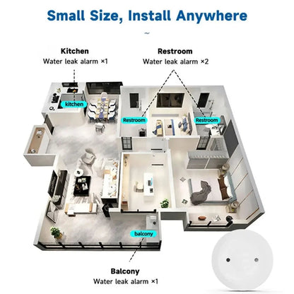 Zigbee Water Leak Sensor Smart Flood Detector App Remote Monitor Smart Life Home Assistant Kitchen Bathroom Security Alarm