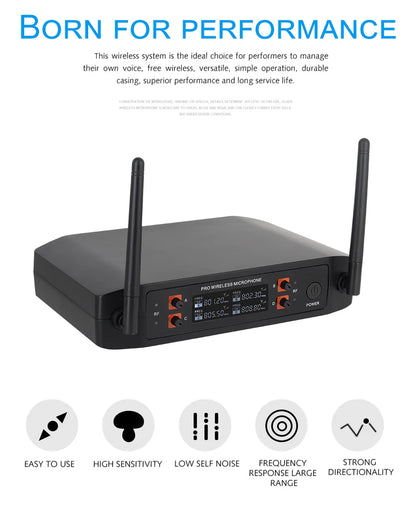 Wireless Microphone Handheld 4 Channel UHF Fixed Frequency Dynamic Microphone For Karaoke Wedding Party Band Church Performance