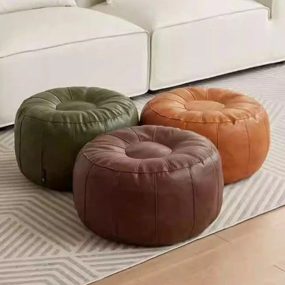 New PU Leather Unstuffed Storage Leg Bench Need to Fill Clothes Round Storage Pouf Minimalist Nordic Sofa Footstool Living Room
