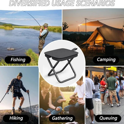 Portable Folding Stool for Adults, Black Lightweight Camping Seat, Compact Design for Fishing, Hiking, Gardening, Beach Activiti