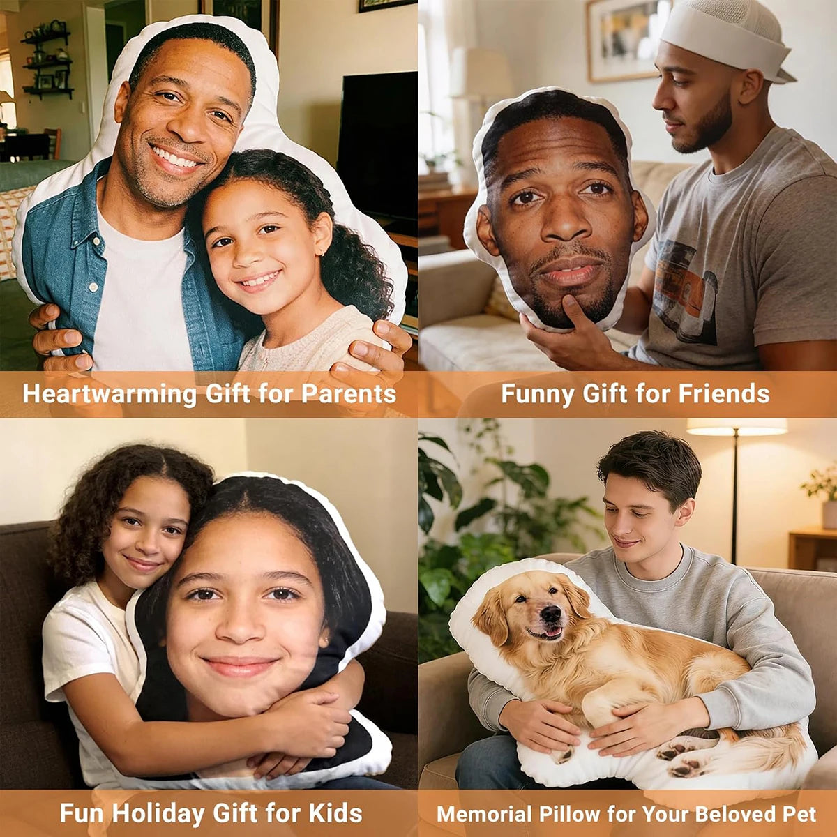 1pc Custom Funny Unique Shaped Photo Pillow Cushion, Custom Pet Shape Stuffed Throw Pillow, Ideal Gift for Family & Friends