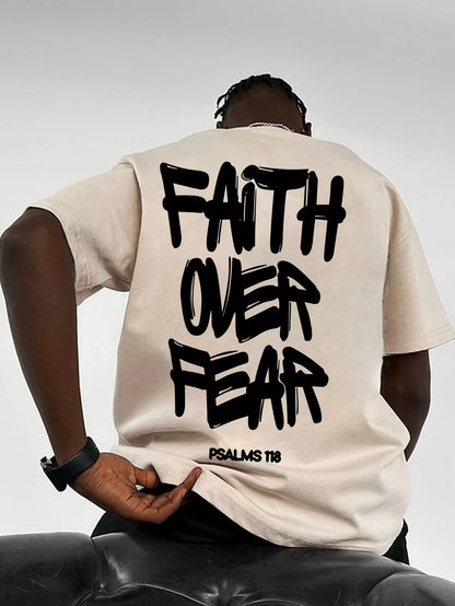 Men's T-shirt - 100% lightweight summer casual T-shirt, bold letter print, round-neck short-sleeved for outdoor activities