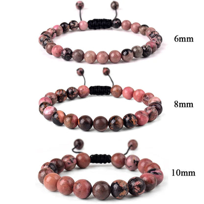6mm 8mm 10mm Natural Stone Bracelet, Tiger Eye Agate Lava Bead Unisex Adjustable Handwoven Boho Jewelry Gift for Men Women