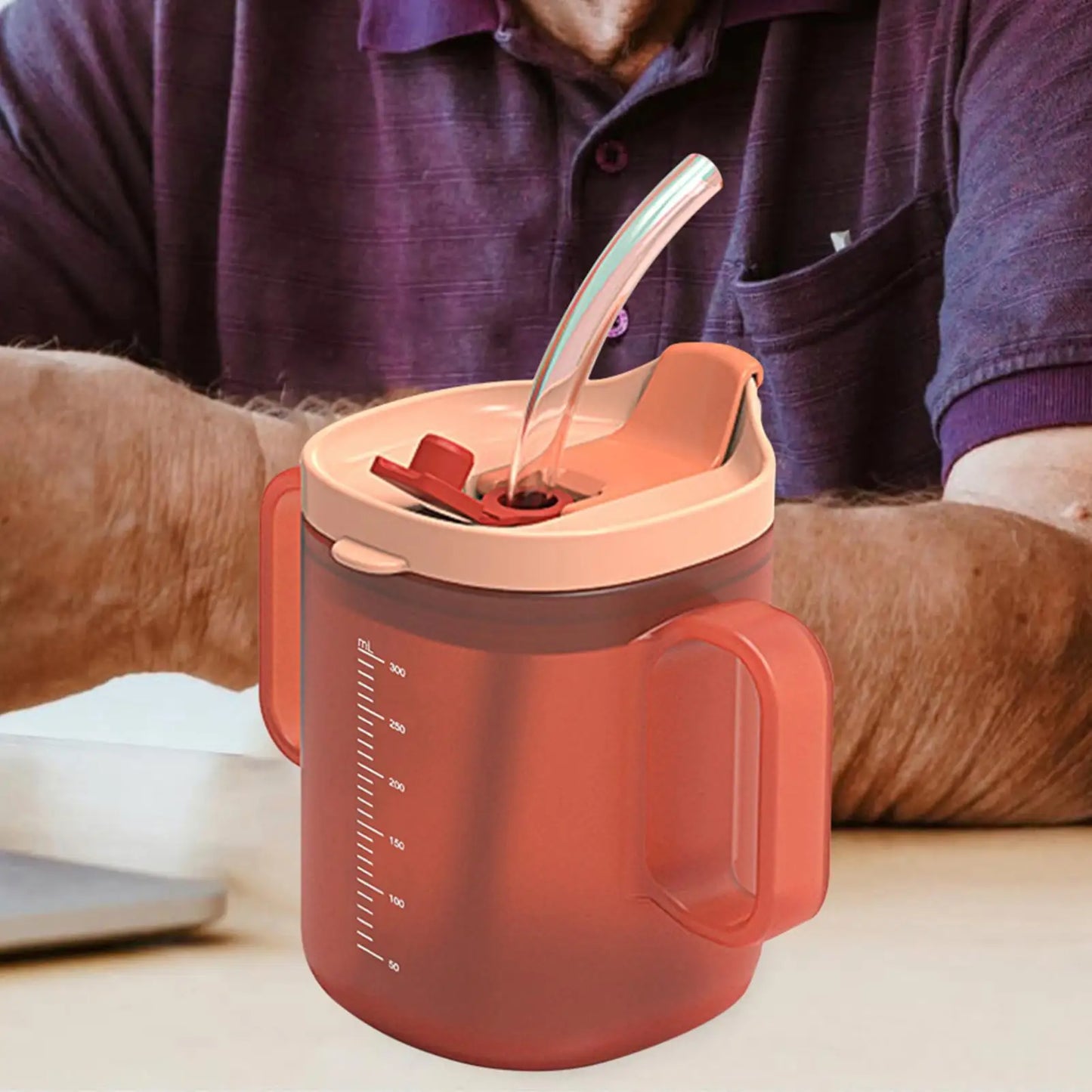 300ml Elderly Care Cup PP Water Cup With Handles Mugs Slowly release water Anti overflow Cup  Recovery Feeding Drinking Cup