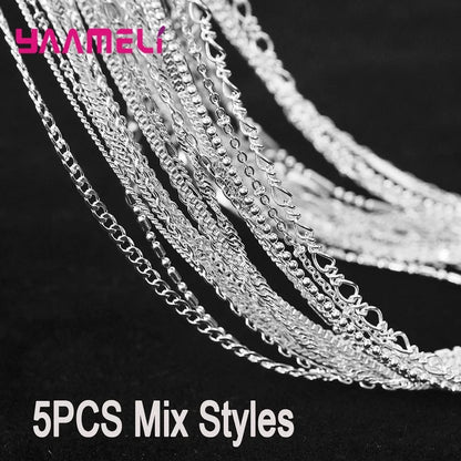 Authentic 5PCS Solid 925 Sterling Silver Jewelry Chains Necklace with Lobster Clasps fit Men Women Pendant 18 Designs 16-30 Inch