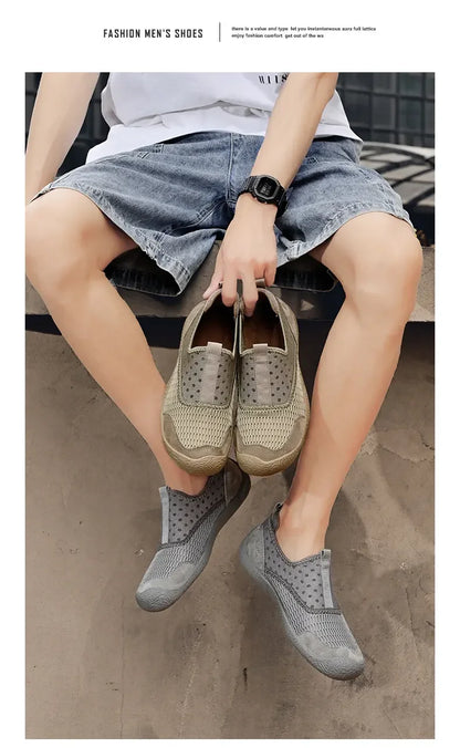 Summer Mesh Shoes Men Sneakers Plus Size Lightweight Breathable Walking Footwear New Slip-On Comfortable Casual Men's Shoes