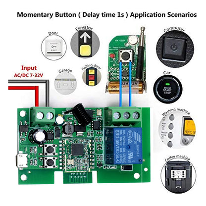 Zigbee Tuya Smart Home Relay 1/2/4CH Motor Switch Module,DC 12V 24V 32V 110V,4 Channel Radio RF Remote Control Alexa Google Home