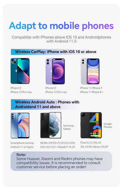 XUDA 2in1 Wireless CarPlay Dongle Wireless Android Auto Adapter AI Smart Box Car Intelligent Systems For Car With Wired CarPlay