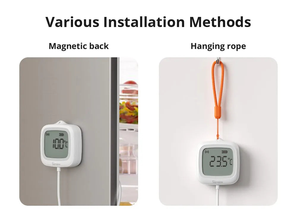 SONOFF SNZB-02LD Zigbee3.0 LCD Smart Thermometer with Probe IP65 Waterproof for Fridge Pool Fish tank Wine Cellar via ZBBridge-P