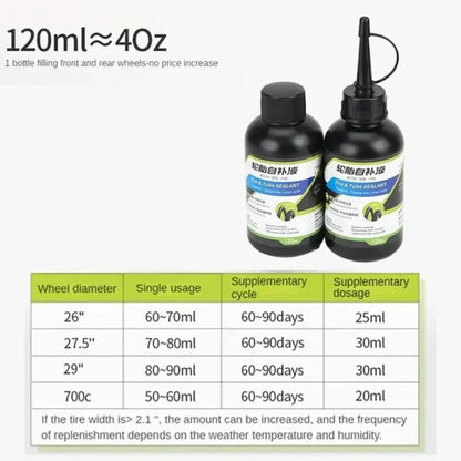 120 ml Płyn Uszczelniający do Opon Bez Dętek Rowerowych MTB Szosowych Zestawy Naprawcze do Opon Płynny Klej do Naprawy Przebić Akcesoria Rowerowe