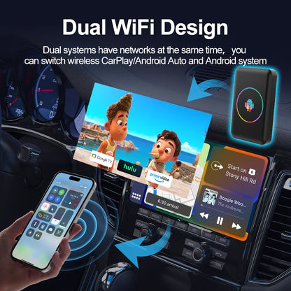 Android 14 4+64G Wireless CarPlay Ai Box Kowankit Smart HDMI Plug & Play 5 in 1 Android Auto Car Tv Box For YouTube Netflix 2026