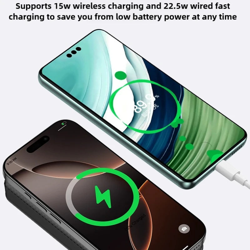 22.5W Fast Charging & Wireless Charging 18650 Battery Power Case - 8x18650 Battery Holder with Outdoor Camping LED Light