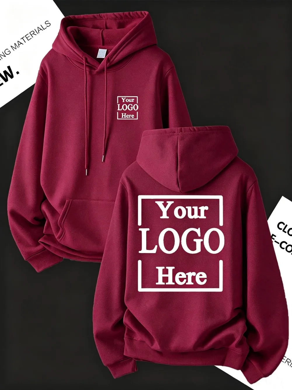 Customize Womens Hoodies Street Oversized Pocket Sweatshirts Hip Hop Unisex Tops DIY Your Logo/Graphic Pullovers Woman Clothes
