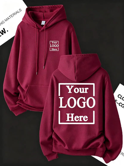 Customize Womens Hoodies Street Oversized Pocket Sweatshirts Hip Hop Unisex Tops DIY Your Logo/Graphic Pullovers Woman Clothes