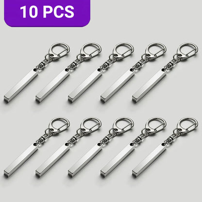 1-10PCS Stainless Steel Personalized Keychain Custom Engraved 4 Sides DIY Name Text Key Ring Gift for Men Women Keyrings DP039