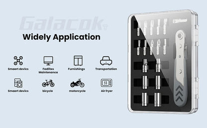 24 in 1 Right Angle Ratcheting Screwdriver Set 36-Tooth Mini Ratchet Socket Sleeve Wrench Set Car Repair Tool Hand Tools Key Set