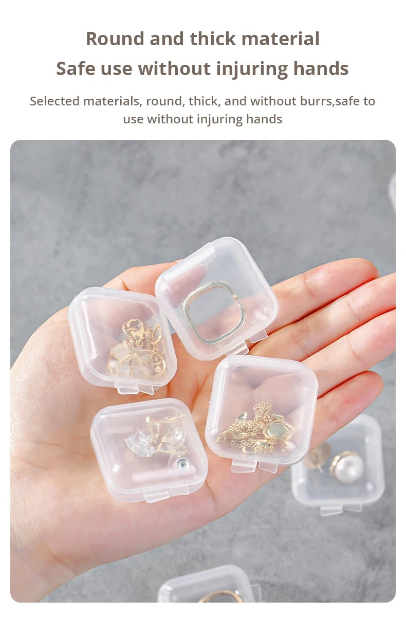 40pcs/set Mini Clear Plastic Storage Box Jewelry Storage Case Transparent Storage Organizer Multifunctional Portable Storage
