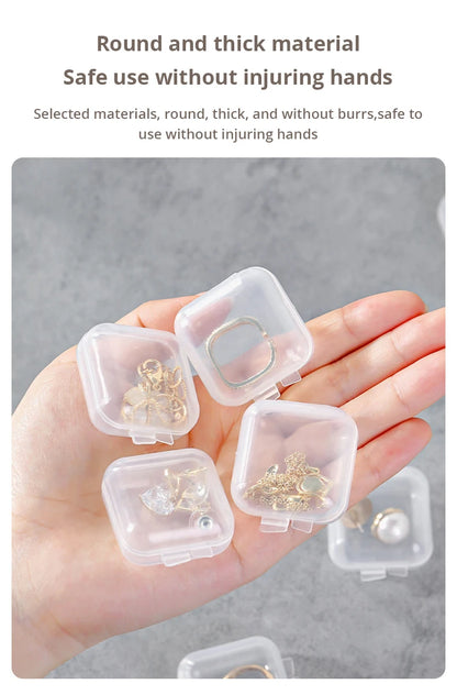 40pcs/set Mini Clear Plastic Storage Box Jewelry Storage Case Transparent Storage Organizer Multifunctional Portable Storage