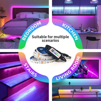 5M USB Led Strip Lights RGB 2835 60 LED Bluetooth APP Control Luces Led Flexible Diode Decoration For Living Room Lamp Ribbon