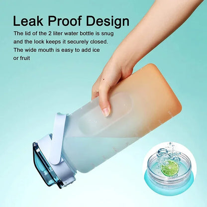 Sports Water Bottle 2 Liters Bottle Drinking Plastic Large Portable Travel Fitness Cup High Value Big Fat Cup Adult Universal