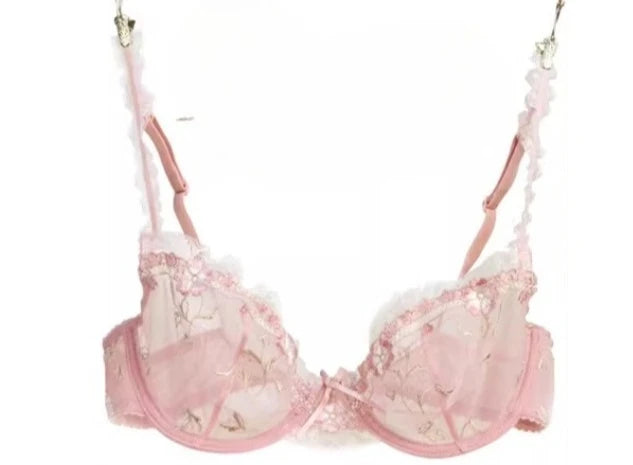 Ultra-thin steel band bra, fashionable plus-size lace lingerie set, transparent comfy bra set, soft material, S-XL all-day wear