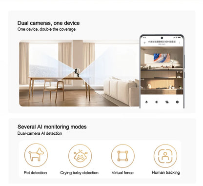 2025 Xiaomi Smart Camera C500 Dual Lens Version 4MP Security Camera 360° AI Detection Full Color Night Vision WiFi 6 Mi Home APP